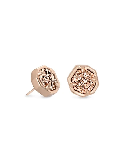 Nola Rose Gold Stud Earrings Drusy