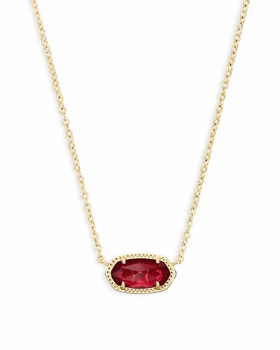 Elisa Gold Pendant Necklace Berry Glass