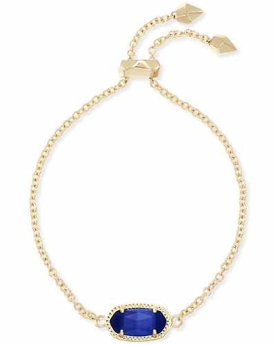 Elaina Gold Adjustable Chain Bracelet Cobalt Cat’s Eye