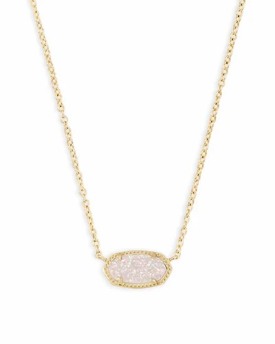 Elisa Gold Extended Length Pendant Necklace Iridescent Drusy