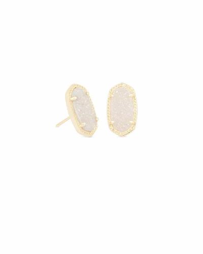 Ellie Gold Stud Earrings Iridescent Drusy