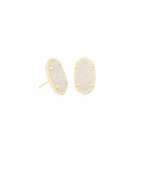 Ellie Gold Stud Earrings Iridescent Drusy