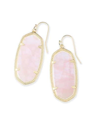Elle Gold Drop Earrings Rose Quartz
