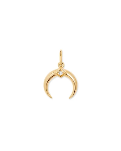 Cresent Horn Charm Sterling Silver White Diamond