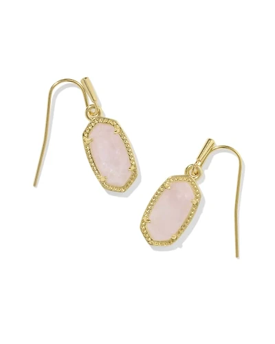 Lee Gold Drop Earrings Rose Quartz