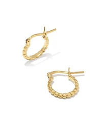 Beaded 13mm Huggie Earrings Sterling Silver
