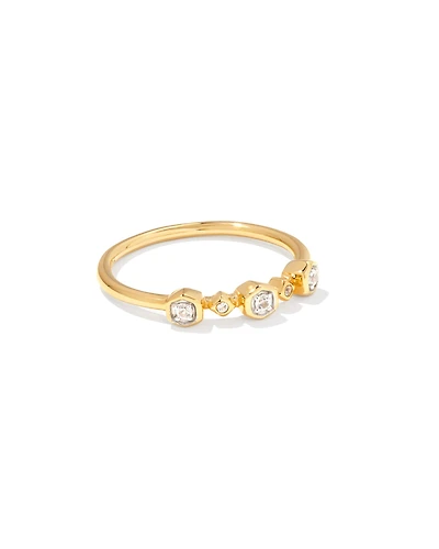 Davie 18k Gold Vermeil Trio Band Ring White Sapphire