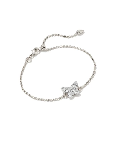 Lillia Butterfly Silver Delicate Bracelet in White CZ