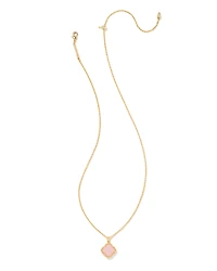 Mallory Gold Pendant Necklace in Rose Quartz