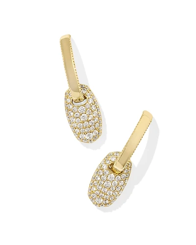 Bailey Gold Pave Huggie Earrings in White CZ