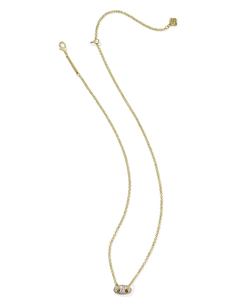 Bailey Gold Pave Short Pendant Necklace in White CZ