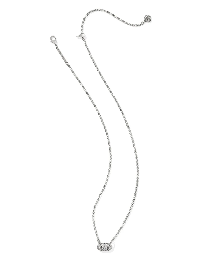 Bailey Silver Pave Short Pendant Necklace in White CZ