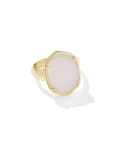 Daphne Silver Statement Ring Platinum Drusy
