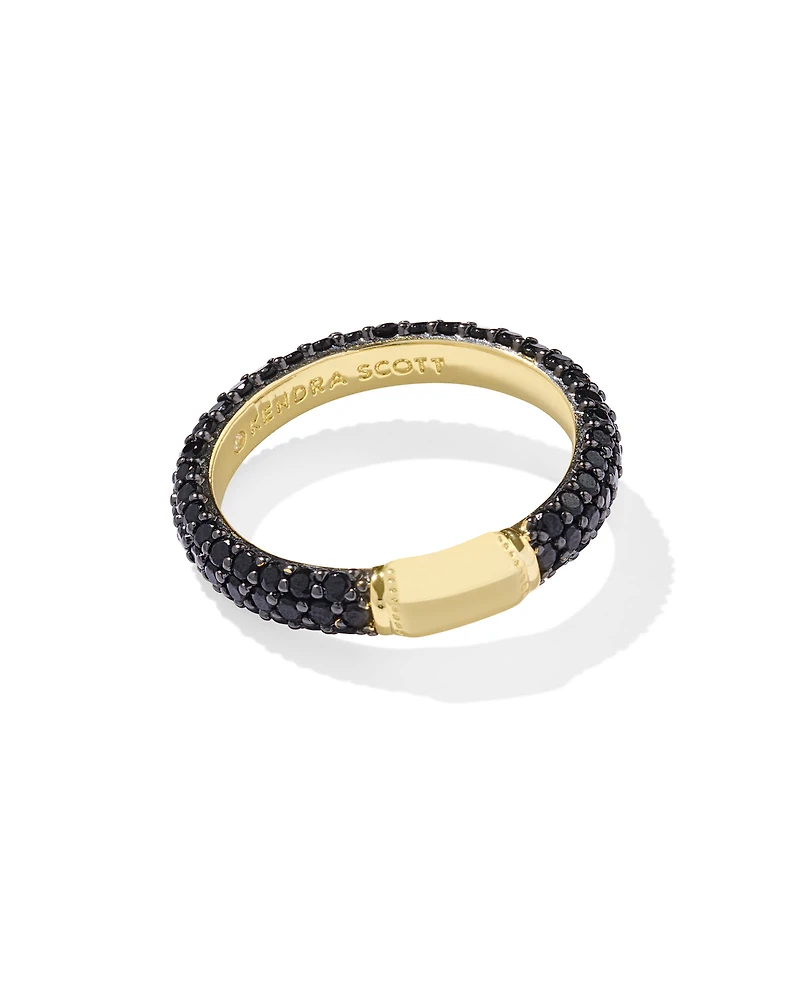 Emery Gold Band Ring Black Crystal