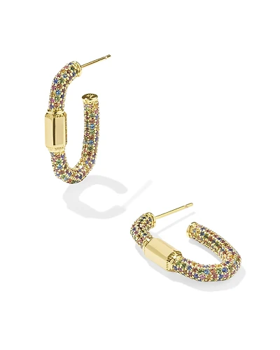 Emery Gold Hoop Earrings White CZ