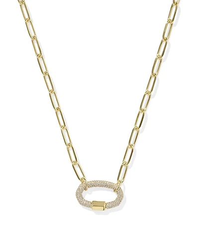 Emery Gold Link and Chain Necklace in White CZ