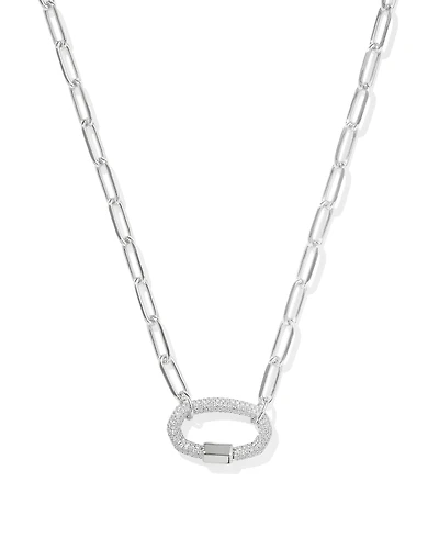 Emery Gold Link and Chain Necklace in White CZ