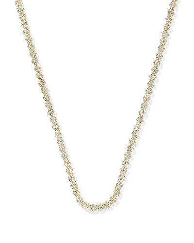 Emery Gold Tennis Necklace in White CZ