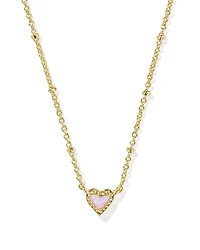 Mini Ari Heart Gold Satellite Short Pendant Necklace in Red Lab Grown Opal