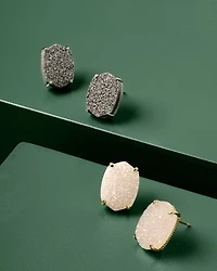 Daphne Gold Large Stud Earrings in Iridescent Drusy