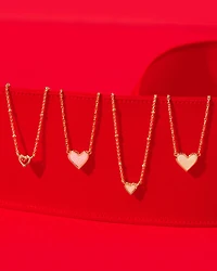 Mini Ari Heart Gold Satellite Short Pendant Necklace in Rose Quartz