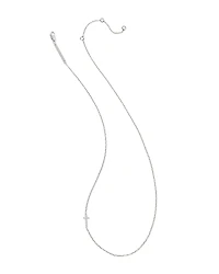 Cross Sterling Silver Inline Pave Necklace White Topaz
