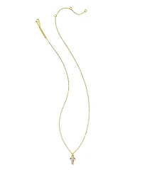 Cross 18k Gold Vermeil Stone Pendant Necklace in Blush Ivory Mother-of-Pearl