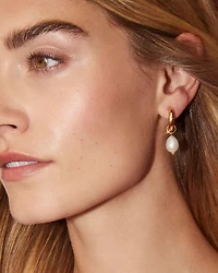 Jessica 18k Gold Vermeil Pearl Huggie Earrings in Freshwater Cultured Pearl