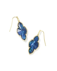 Abbie Gold Pave Frame Drop Earrings in Navy Abalone