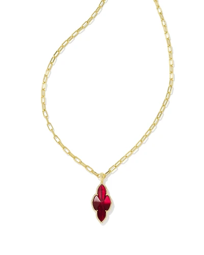 Abbie Gold Pave Frame Large Long Pendant Necklace Green Illusion