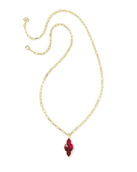 Abbie Gold Pave Frame Large Long Pendant Necklace Green Illusion