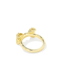 Krista Gold Bow Cocktail Ring White Mix