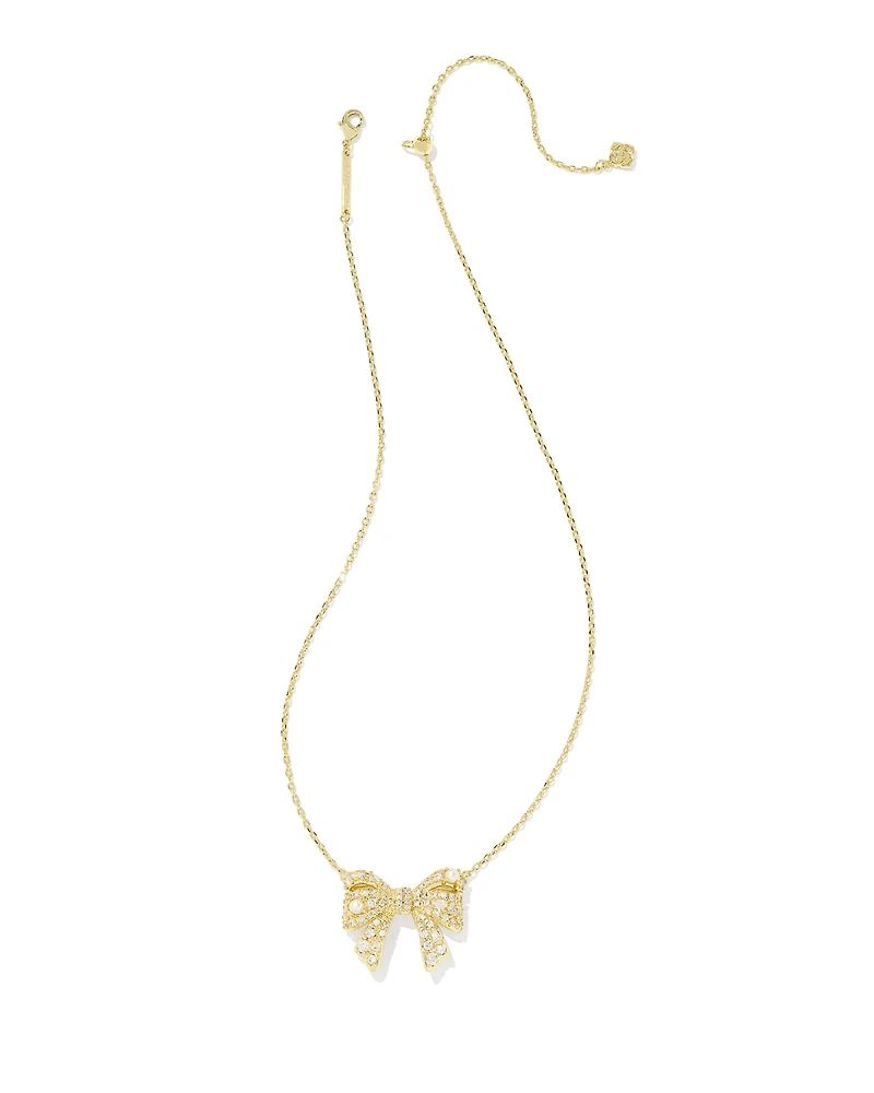 Krista Silver Bow Short Pendant Necklace White Mix