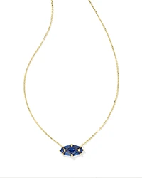 Lindy Rae Elisa Gold Short Pendant Necklace in Blue Crystal