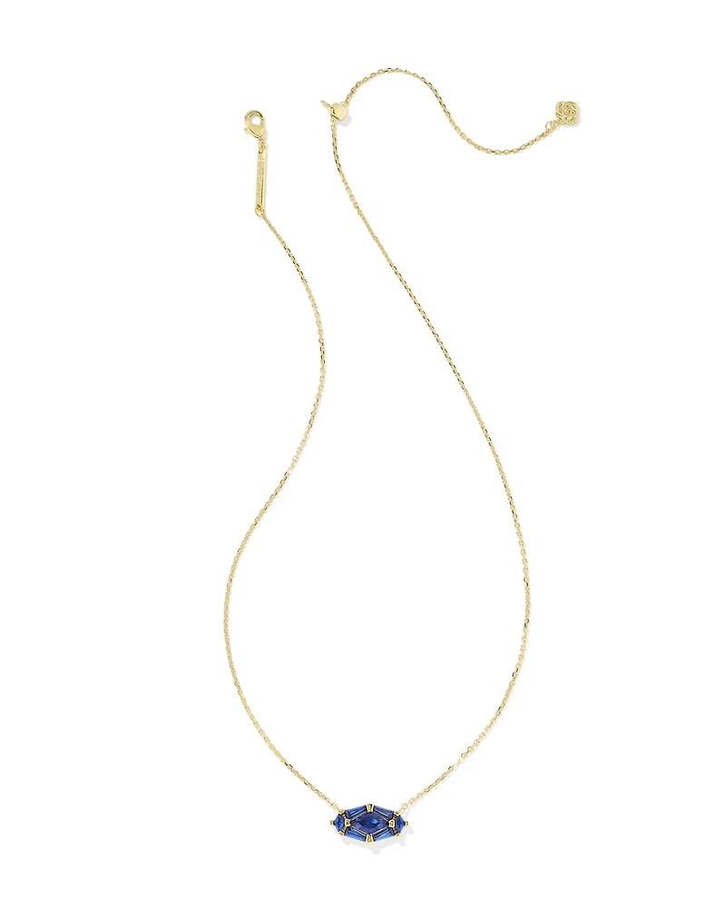 Lindy Rae Elisa Gold Short Pendant Necklace in Blue Crystal