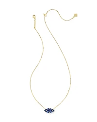 Lindy Rae Elisa Gold Short Pendant Necklace in Blue Crystal
