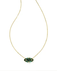 Lindy Rae Elisa Gold Short Pendant Necklace in Green Crystal