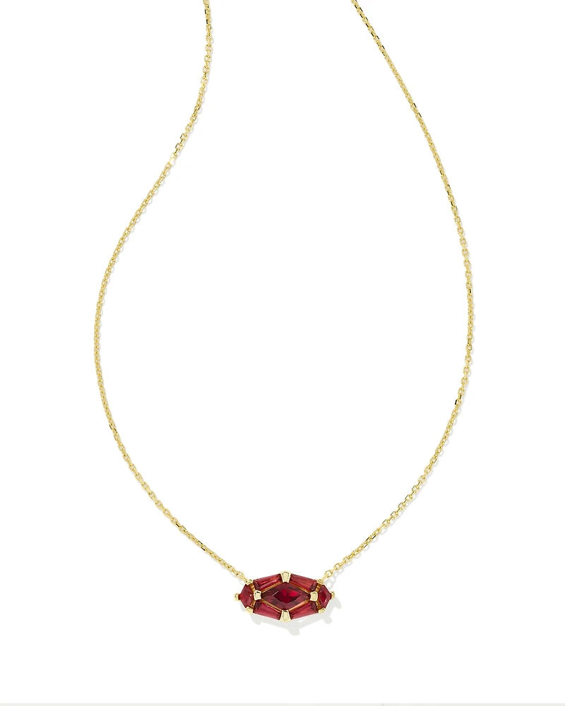 Lindy Rae Elisa Gold Short Pendant Necklace in Red Crystal