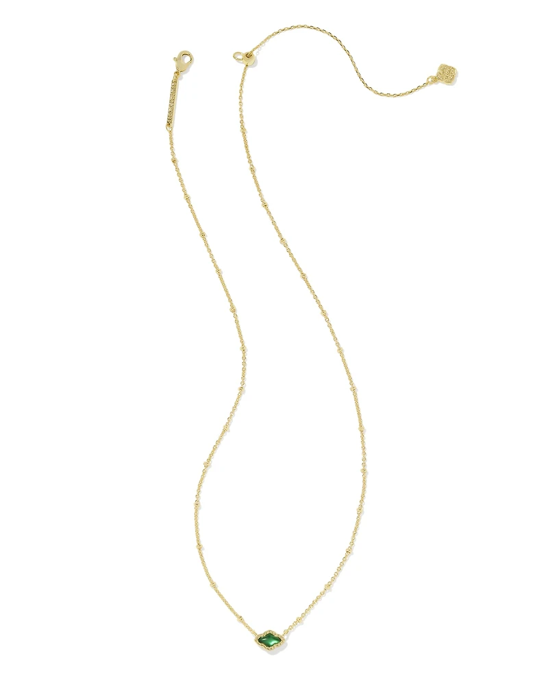 Mini Abbie Gold Satellite Short Pendant Necklace in Green Illusion