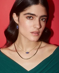 Lindy Rae Lee Gold Drop Earrings in Blue Crystal