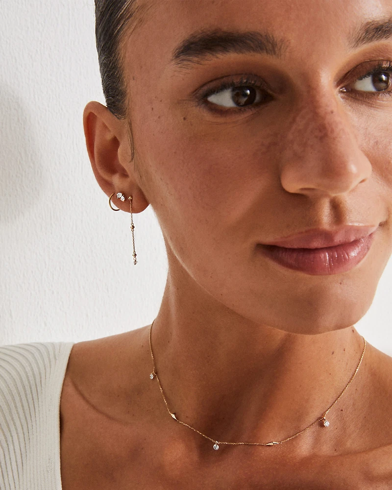 ct Lab Grown White Diamond Toi et Moi Stud Earrings in 14k Yellow Gold