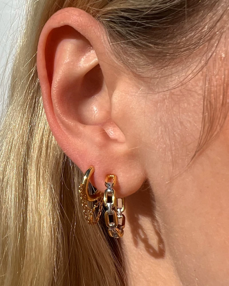 Wren Hoop Earrings in Mixed Metal