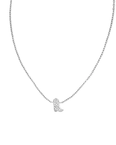 Tiny Cowboy Boot 14k Yellow Gold Pendant Necklace White Diamond