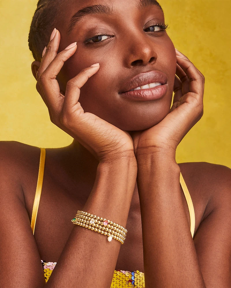 Cailin Gold Stretch Bracelet in Pink Crystal