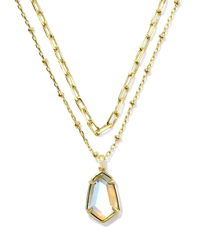 Alexandria Gold Satellite Multi Strand Necklace in Dichroic Glass