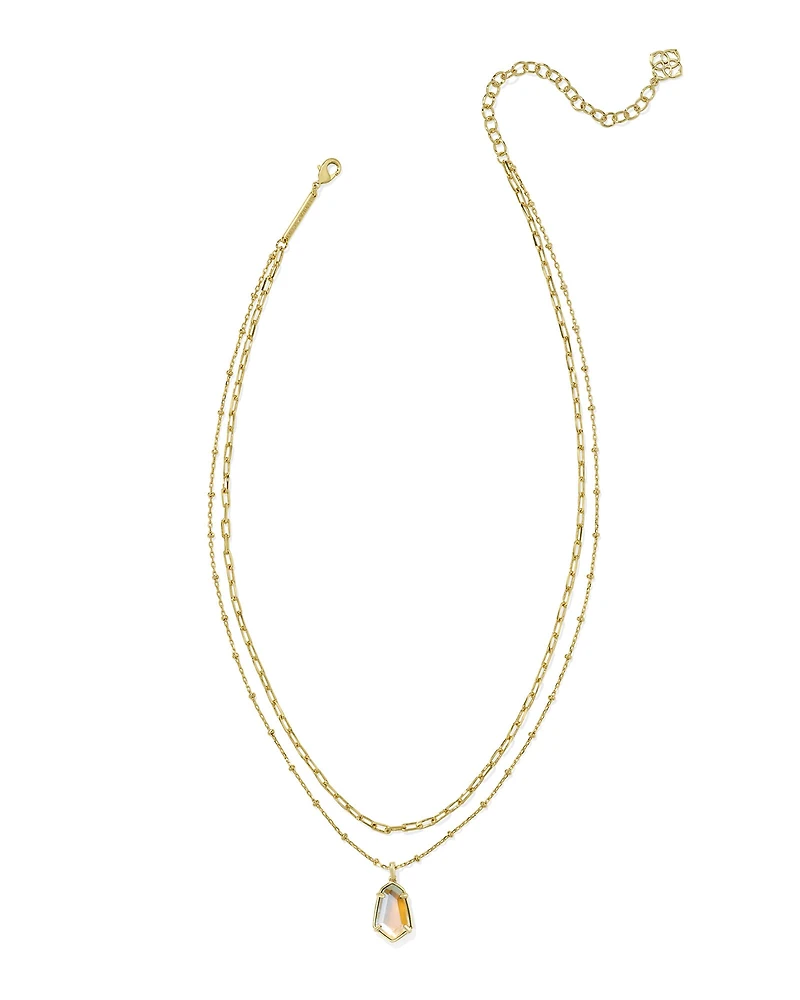 Alexandria Gold Satellite Multi Strand Necklace in Dichroic Glass