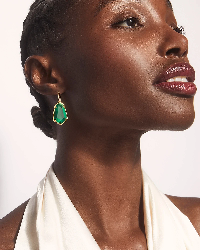 Alexandria Gold Drop Earrings in Glass