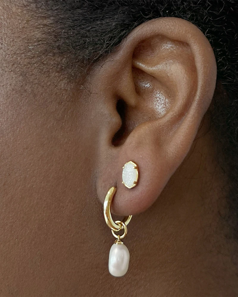 Emilie Gold Stud Earrings Iridescent Drusy