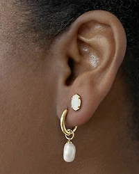 Emilie Gold Stud Earrings Iridescent Drusy