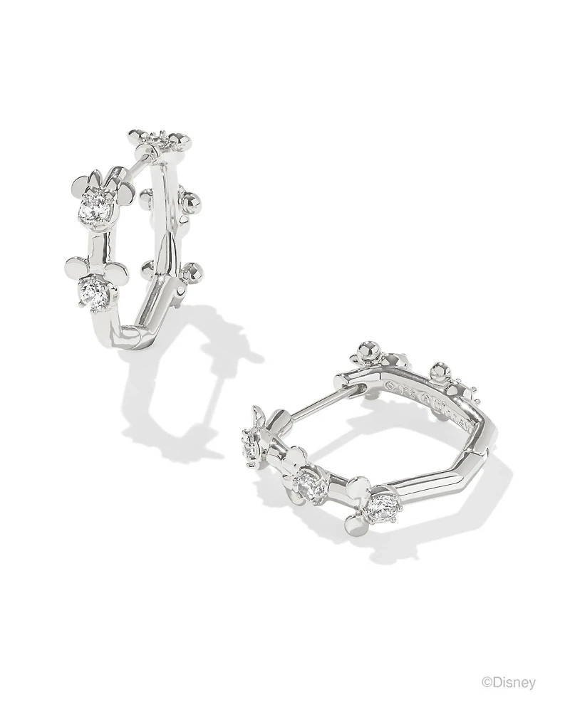 Disney | Kendra Scott Gold Mickey Mouse and Minnie Mouse Huggie Earrings in White CZ